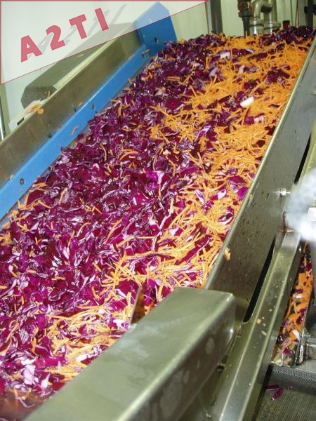 Lignes de mélange de salades, légumes coupées Lignes de mélange de salades, légumes coupées